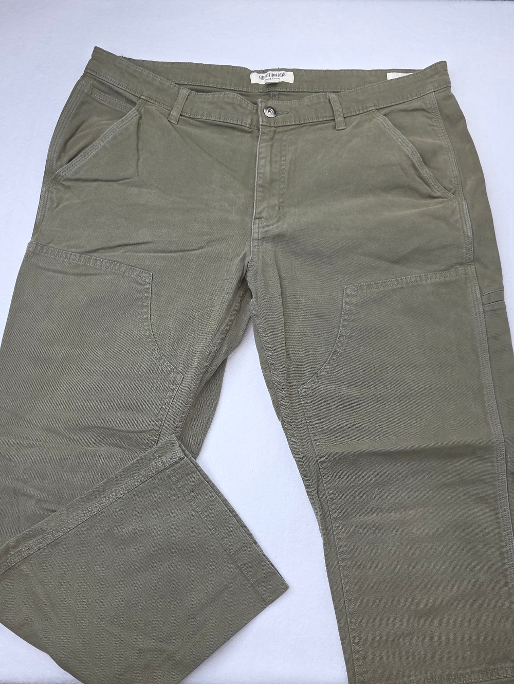 Goodthreads Men's Olive Green Utility Pants Size 36x28 Slim Stretch CS-3672